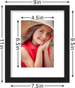 Vittanly 8x10 Picture Frames Set of 9, Display 5x7 Pictures with Mat or 8x10 without Mat, Photo Frames for Wall or Tabletop with Plexiglass, Engineered Wood, Black&Brown&Dark Grey