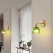 Vintage Battery Operated Wall Sconces with Remote, 180 Degree Adjustable, Modern Battery Powered Wall Lighting Fixture with Green Tulip Glass Lampshade for Bedroom Bedside Bathroom-2Pack