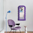 Wavy Wall Mirror for Girly Nursery Bedroom Decoration, 14x28 Noble Decorative Funky Mirrors for Modern Classical Home Office Living Room Housewarming Birthday Gift (Purple)