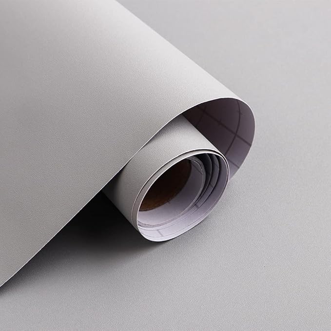 15.7"x197" Grey Peel and Stick Wallpaper Solid Grey Peel and Stick Wallpaper Matte Contact Paper for Cabinet Self Adhesivefor Kitchen Countertops Wall