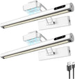 Magnetic Cordless Picture Light with Remote/Touch Control & Timer, 3CCT Dimmable, Angle Adjustable 5000mAh Battery 16in Metal Wall Sconce Decor for Artwork,Painting,Portrait,Gallery,Photo, White 2Pack