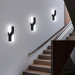 Modern LED Wall Sconce, Black Indoor Wall Light Fixtures Set of 2, 8W Acrylic Wall Mounted Lamp, 6000K Cold White Wall Sconces Lighting for Hallway, Bedroom, Stairway, Corridor, Bathroom