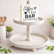 Funny Coffee and Tea Bar Decor - Coffee Lover Gift Ideas for He She - Double-sided Wood Box Sign for Home Kitchen Farmhouse Office Desk Shelf Decor