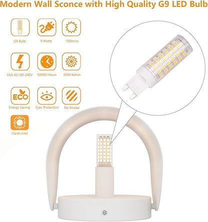 Aipsun LED Wall Sconce Indoor Modern Wall Lights 2 Packs Hardwired Up and Down Wall Mount Light for Living Room Bedroom Hallway Corridor Conservatory Warm White 3000K(with G9 Bulbs)