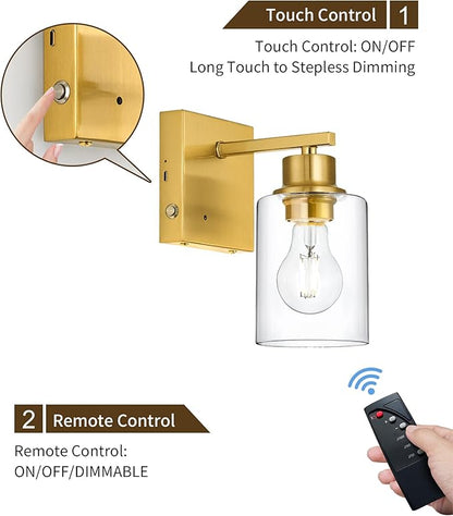 Rechargeable Wall Sconce, Gold Battery Operated Wall Sconce Set of 2 with Timer Function, Easy Install Dimmable Wireless Wall Lamps for Living Room, Bedroom, Hallway, Entryway Decor 3000K