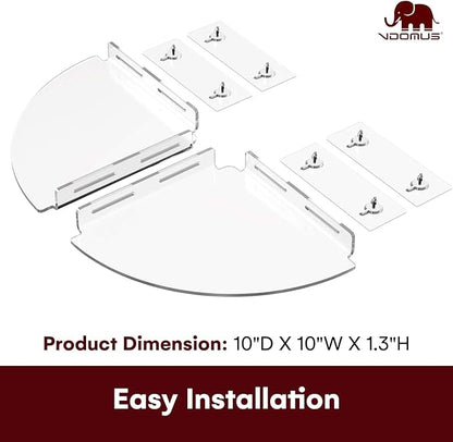 Set of 2 Shower Caddy Bathroom Shelves - Vdomus No-Drill Shower Organizer - Floating Adhesive Acrylic Storage for Tile Walls - Sleek and Durable Bathroom Organizers and Storage