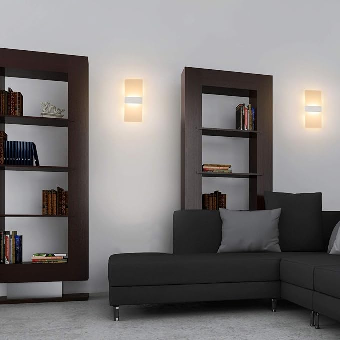 ChangM LED Wall Sconce Modern Wall Light Lamps 12W Warm White Up and Down Indoor Acrylic Lighting Fixture for Living Room Bedroom Hallway Conservatory Home Room Decor Not Dimmable No Plug(3 Pack)