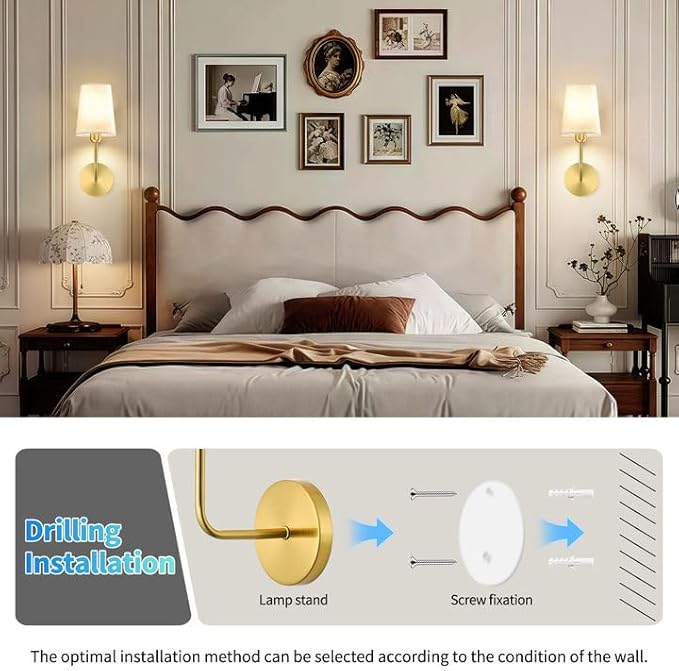 JESLED Battery Operated Wall Sconce Set of 2, 15000mAh Rechargeable Wall Lights with Timer Function, Magnetic Mounting & Dimmable, Wireless Wall Lamp for Bedroom, Living Room, Bulb Included