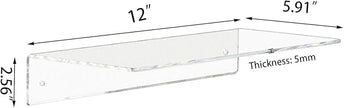 Weiai Clear Acrylic Shelves 12 Inch, Floating Wall Mounted Shelf for Wall Storage, Set of 4