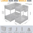 2 Pack Under Sink Organizer, Under Bathroom Cabinet Organizer with Hooks Hanging Cup, Multi-Purpose Storage Shelf for Kitchen Bathroom (Gray, 14.8 Inch)