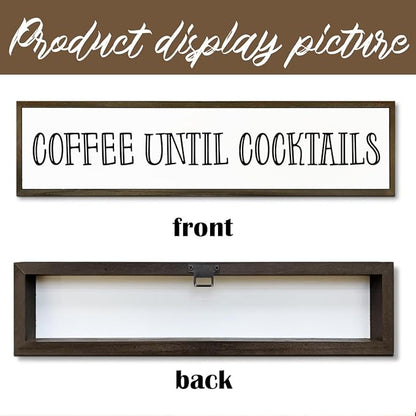 Coffees Wood Sign, Coffees Wood Decoration, Farmhouse Home Kitchen Decor, Rustic Coffee Bar Decors, Wall Decor Art, Coffee Until Cocktails Sign, 17.8x4x1.2 inches