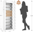 Shoe Rack with Cover Narrow Shoe Rack Organizer with 4 Side Pockets 10 Tier Tall Shoe Storage Shoe Shelf Holds 18-22 Pairs Shoes and Boots Shoe Rack for Closet, White