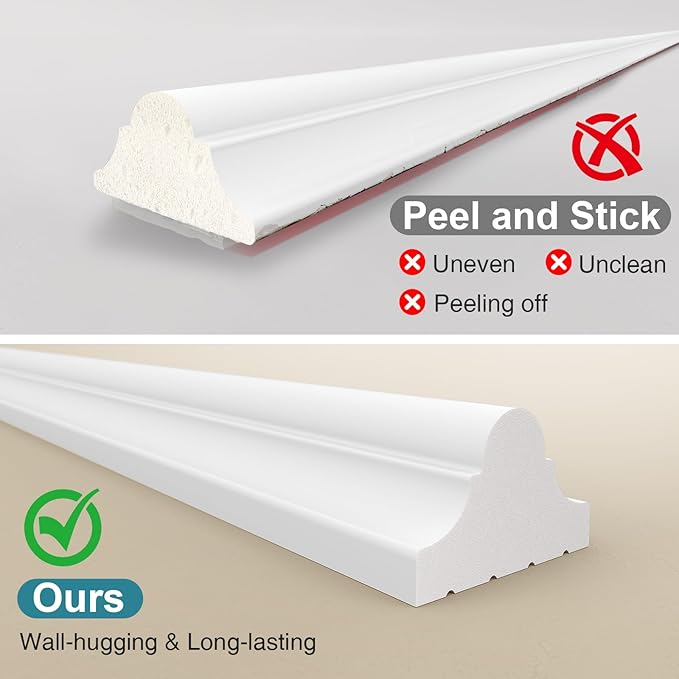 Precut Wall Molding Kit - 6 Set Paintable Wainscoting Panels Ready-to-Assemble Accent Wall Kit, Modern Molding Trim Decor for Living Room Bedroom Hallway Kitchen Island (56 x 23 in)