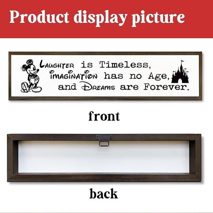 Inspirational Wooden Sign, Hanging Framed Wood Signs, Decorative Wooden Box Sign, Rustic Tabletop Decor, Motivational Home Office Classroom Decor, I Work So We can Go to Disney Signs