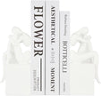 White Book Ends Decorative, Girl Thinker Design, Modern Bookends for Shelves, Non-Skid Heavy Duty Resin Book Stopper for Books, Bookends with Base, Resin, 1Pair/2Piece