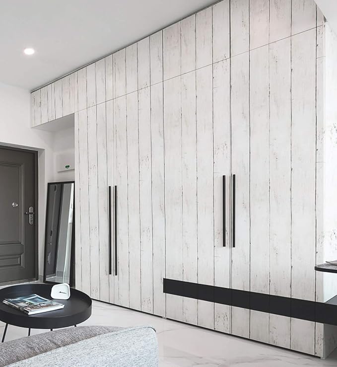 CiCiwind 118” x17.7” Wood Wallpaper Peel and Stick White Wood Wall Paper for Bathroom Bedroom Removable Waterproof Self-Adhesive Wallpaper Shiplap Contact Paper Decoral Laundry Room Vinyl Film