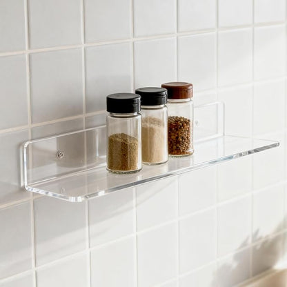 6 Pack Acrylic Floating Shelves, 12 x 6 inch Clear Wall Mounted Display Storage Rack, 4.5 mm Thick Invisible Acrylic Shelf for Living Room, Office, Bedroom