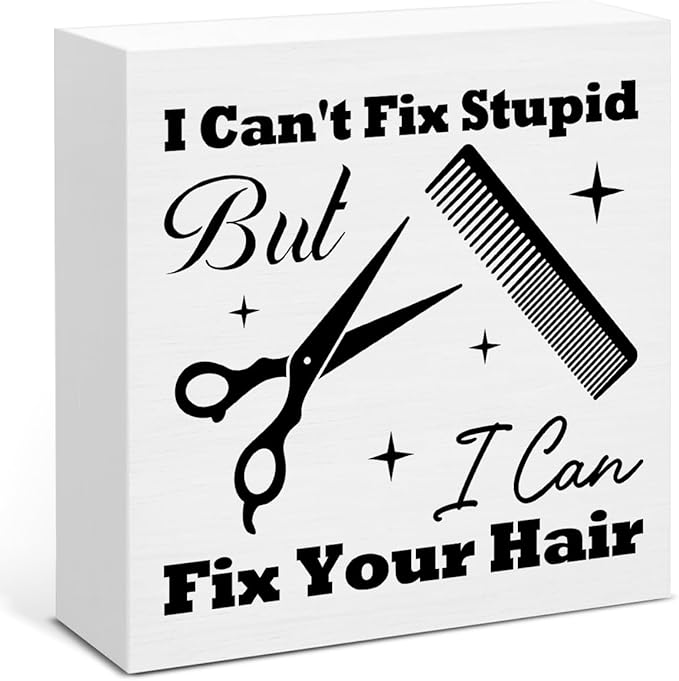 Hair Stylist Gifts, Hairdresser Gifts for Women Men, Barbershop Hair Salon Decor Sign for Desk Table Shelf 5 x 5 Inches