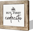 But First Cafecito Sign - Wooden Coffee Decor for Home & Office, Funny for Coffee Lovers