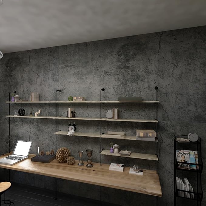 48x590inch Extra Wide Blue Grey Concrete Wallpaper Peel Stick Dark Cement Look Contact Paper Matte Thicken Adhesive Waterproof Vinyl Wall Paper for Apartments Office Retro Industrial Style Cement Gray