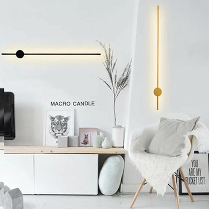 Minimalist Black LED Wall Light - 3-Color Adjustable Sconce for Bedroom & Living Room - 350° Rotatable Aluminium Design (100cm)(Gold,100cm)