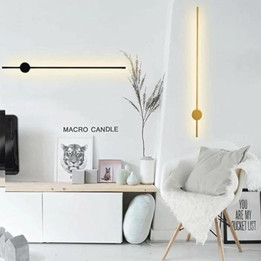 Minimalist Black LED Wall Light - 3-Color Adjustable Sconce for Bedroom & Living Room - 350° Rotatable Aluminium Design (100cm)(Gold,100cm)