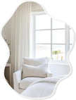 CULER Irregular White Bathroom Wall Mirror,22 x 30 Inch Asymmetrical Vanity Modern Tempered Glass Mirror for Bedroom,Living Room,Entryway
