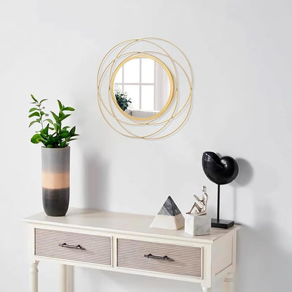 Mirrors for Wall Gold Circular Art Classic Metal Iron Frame Wall Mirror Decor Living Room Bedroom Bathroom Office Farmhouse Entryway Small 12” x 12”