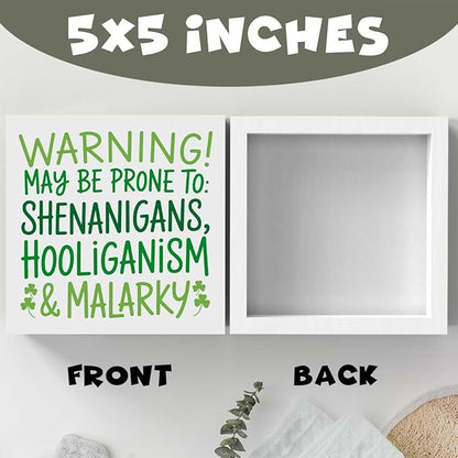 St Patricks Day Decor Funny Shenanigans Decor Rustic Wood Sign Home Tabletop Shelf Desk Decor St Patrick's Day Decorations 5 X 5 Inches