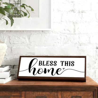 Bless This Home Sign, Positive Home Decor, Religious Artwork for Tabletop Decor, Farmhouse Wall Decoration, Living Room Desktop Decors, Housewarming Gift for House Owner