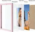 Vittanly 8.5x11 Picture Frames Set of 4, Display Pictures 6x8 with Mat or 8.5x11 without Mat, Gallery Wall Frame Set for Wall Mounting, Engineered Wood with Shatter Resistant Plexiglass, Pale Pink