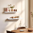 Floating Shelves 16 Inches, Set of 3 Solid Rustic Wood Wall Mounted Shelves (Round Edge), Wall Picture Ledge Shelf with Invisible Metal Brackets for Living Room, Bedroom, Bathroom, White
