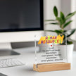 HR Gifts for Men Women HR Appreciation Gifts for Manager Director Human Resources Clear Desk Decorative Sign Acrylic Sign With Wooden Stand for Desk Table Shelf Office Cubicle Decor 4x4 Inch