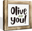 Olive You Box Sign - Funny Wooden Desk, Shelf Decor for Home, Farmhouse Kitchen Bar, Cute Kitchen Decor for Shelf, Home Bar Decoration