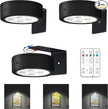 3Pcs Battery Operated Picture Light, Magnetic Painting Light with Remote, Dimmable Timer Art Display Light with 3 Light Modes for Dartboard Frame Picture Portrait,Wireless Wall Decor Puck Lights