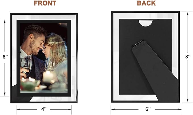 IZIDDO 4x6 Picture Frames Set of 2, Black Glass Photo Frame, Only for Tabletop Display, Gift Picture Frame, Horizontally or Vertically (4x6, Black)