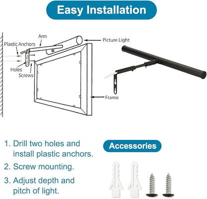 Plug in LED Picture Lights for Paintings, 16inch 3000K Adjustable Art Light Gallery LED Wall Light Wall Sconces for Display Art Work, Oil Rubbed Bronze Finish, 6W CRI90+, ETL
