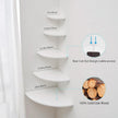 White Corner Shelf, Wall Mount Natural Oak Wood Floating Corner Wall Shelf Round End Small Corner Nightstand Plant Shelf for Bedroom, Kitchen, Living Room 12inch