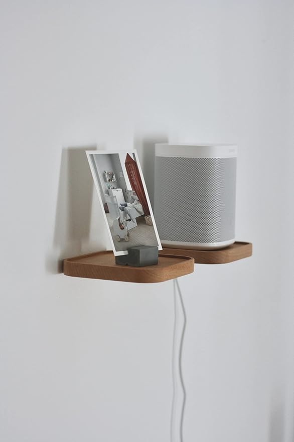 Raft Floating Shelf Wood Round Wall Mounted Showcase Wall Shelf Hanging Planter Storage Wooden Shelf for Plants Photo Candle Invisible Wall Decoration Design Set of 2 (Square 5.9 inch)