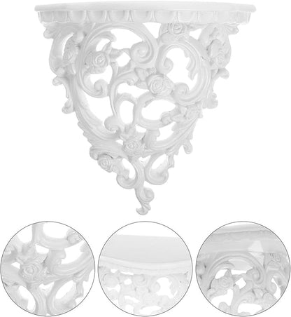 Alipis Retro Carved Wall Decoration Floating Shelf 8.07X7.48X4.05In Resin Wall-Mounted Organizer Rack for Bathroom Bedroom Kitchen Storage and Display