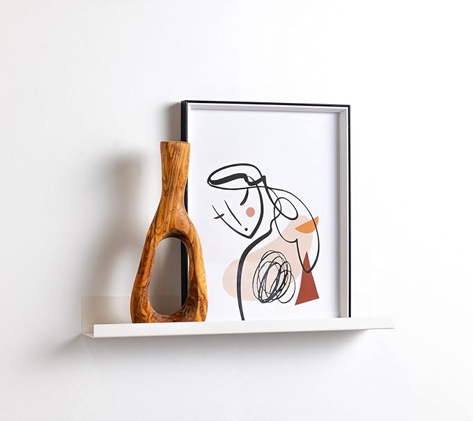 Infinite Design 24" Metal Floating Wall Shelf | Modern White Powder-Coated Steel Ledge, Made in USA | Wall-Mounted Shelf for Living Room, Kitchen, Bathroom, Bedroom or Office