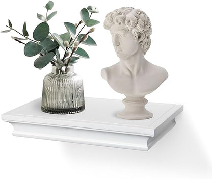 AHDECOR White Floating Shelves Wall Mounted, Deeper Wall Storage Shelf for Home Décor, Super Sturdy, Easy to Install, 12” Wide, 7.75” Deep