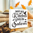 Rustic Halloween Box Sign Decor Tabletop, Halloween Party Decorations for Haunted House, Farmhouse Decor, Kitchen Decoration for Shelf, Not Every Witch Lives in Salem Sign Wooden Plaque 5 * 5inch