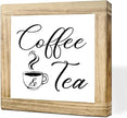 Coffee And Tea Wooden Decor Sign Farmhouse Style Cafe Sign Rustic Handmade Wood Plaque For Kitchen Bar Office Decor Natural Wood Coffees Decoration Gift For Coffee & Tea Lover 5.9x5.9 Inches