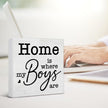 New Mom Gifts Rustic Family Decor Home Is Where My Boys Are Wooden Sign Family Decorations for Home Living Room Bedroom Desk Shelf Table 5 x 5 Inches