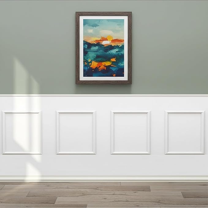 Peel and Stick Wall Molding, 4 Set 24" x 24" Premade Wainscoting Panels, Ready-to-Assemble Wall Accent Kit, Paintable Molding Trim Decor for Living Room Bedroom Hallway Kitchen Island