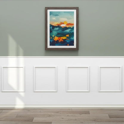 Peel and Stick Wall Molding, 4 Set 24" x 24" Premade Wainscoting Panels, Ready-to-Assemble Wall Accent Kit, Paintable Molding Trim Decor for Living Room Bedroom Hallway Kitchen Island