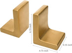 MyGift Modern Gold Concrete Office Bookshelf Decor Bookends for Heavy Book and Textbooks, Desktop Book Holder, 1 Pair