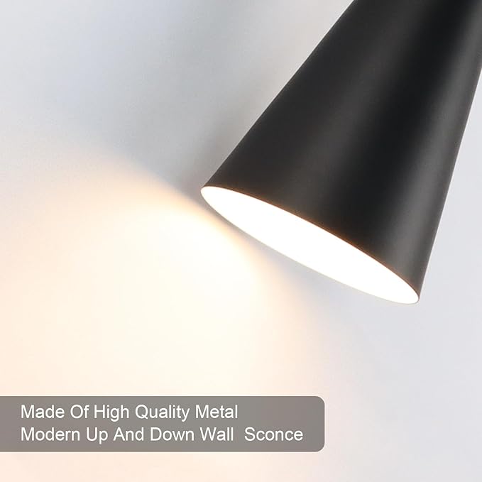 Wall Sconces Set of Two, Bathroom Sconces Lighting 15 inch Black Modern Sconces Wall Decor Set of 2 Indoor Wall Light Fixtures for Living Room Hallway Staircase Bedroom Hardwired