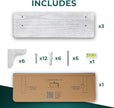Willowy Real Wood Rustic White Farmhouse Wall Shelves - 17 inch (3 Pack) - Easy to Install, Template and Video Included - White Washed Floating Shelves, Antique Floating Shelves